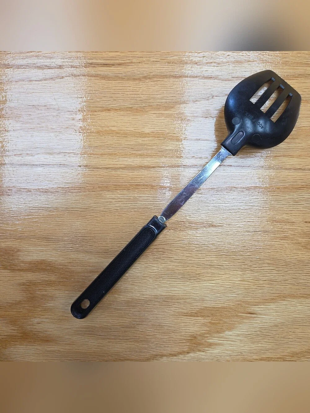 Vtg EKCO Black Nylon Slotted Serving Spoon Plastic Black Handle USA Corncob